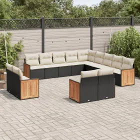 3228205 Vidaxl Garden Sofa Set Black Cream White