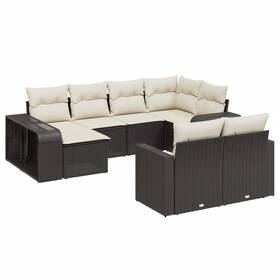 Vidaxl 3228896 Patio Sofa Set With Cushions Outdoor Furniture 10 Piece Poly Rattan