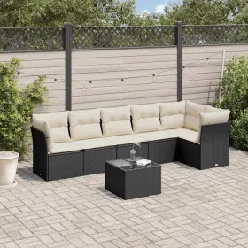 3249505 Vidaxl Garden Sofa Set Black Pe Rattan Large Adjustable Feet