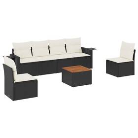 Vidaxl 3256840 Patio Sofa Set With Cushions Outdoor Furniture 7 Piece Poly Rattan
