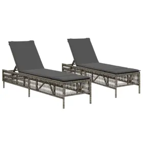 3261598 Vidaxl Sun Loungers With Cushions Outdoor Chaise Lounge 2 Pcs Poly Rattan