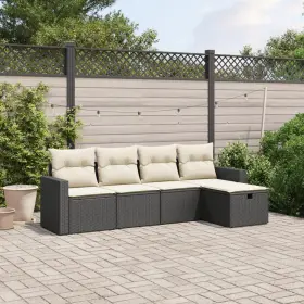 3263462 Vidaxl Garden Sofa Set Black Polyethylene Rattan Large Modular