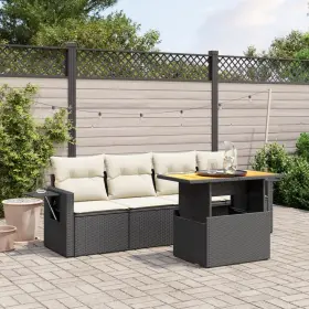3271630 Vidaxl Garden Sofa Set Black Pe Rattan Medium Adjustable Armrests