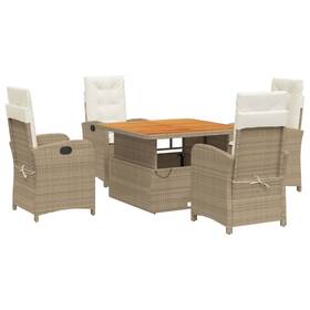 Vidaxl 3277353 Patio Dining Set With Cushions Furniture 2 Piece Beige Poly Rattan