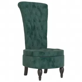 352466 Vidaxl High Back Chair Dark Green Velvet Solid Wood Plywood Single