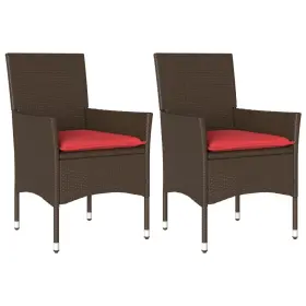 368117 Vidaxl Patio Chairs With Cushions 2 Pcs Brown Poly Rattan
