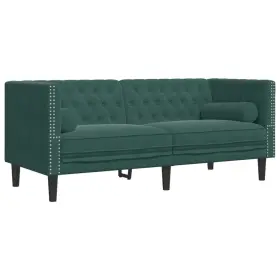 372685 Vidaxl Chesterfield Sofa With Bolsters Loveseat 2-seater Dark Green Velvet