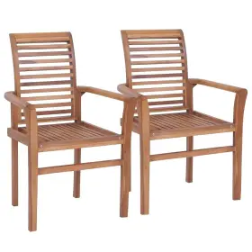 Vidaxl 718475707943 Dining Chair Set Of 2 Brown Solid Teak Wood Standard Durable