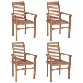 Vidaxl 718475707950 Dining Chair Set Of 4 Warm Teak Fine Sanded Hardwood