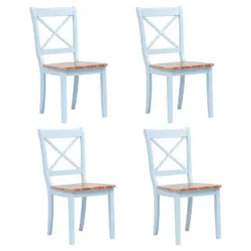 Vidaxl 718475732013 Dining Chair Set Of 4 Grey And Natural Solid Rubber Wood Standard