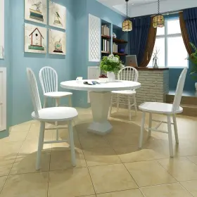 Vidaxl 718475933052 Chair Set Of 4 White Solid Rubber Wood Standard Durable