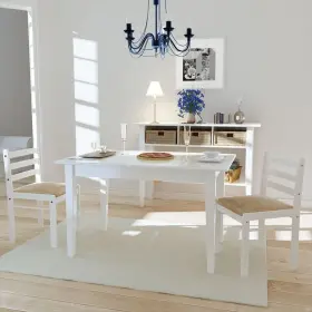 Vidaxl 718475933083 Chair Set Of 2 White Solid Rubber Wood Polyester Standard