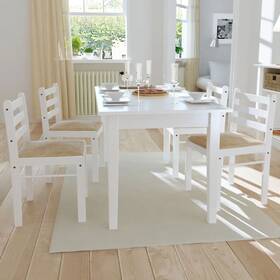 Vidaxl 718475933090 Chair Set Of 4 White Solid Rubber Wood Polyester Standard
