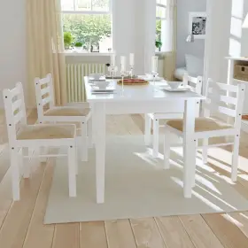 Vidaxl 718475933090 Chair Set Of 4 White Solid Rubber Wood Polyester Standard