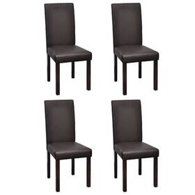 Vidaxl 718475936862 Dining Chair Set Of 4 Brown Wooden Frame Faux Leather Upholstery