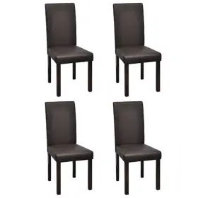 Vidaxl 718475936862 Dining Chair Set Of 4 Brown Wooden Frame Faux Leather Upholstery