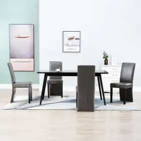 Vidaxl 719883576459 Dining Chairs 4 Pcs Gray Faux Leather