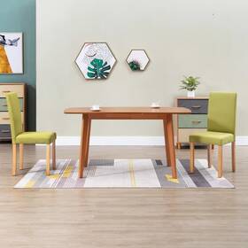Vidaxl 719883576701 Dining Chair Set Of 2 Green Fabric And Rubber Wood Standard