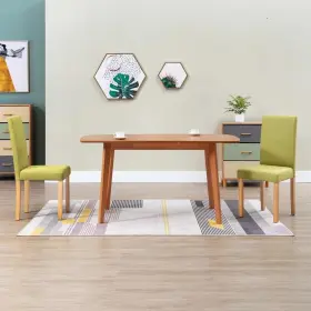Vidaxl 719883576701 Dining Chair Set Of 2 Green Fabric And Rubber Wood Standard