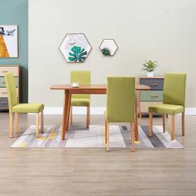 Vidaxl 719883576718 Dining Chair Set Of 4 Green Fabric And Rubber Wood Standard