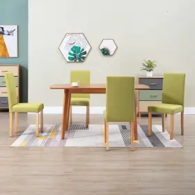 Vidaxl 719883576718 Dining Chair Set Of 4 Green Fabric And Rubber Wood Standard