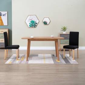 Vidaxl 719883576725 Dining Chair Set Of 2 Black Fabric Rubber Wood Standard