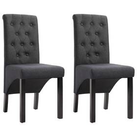 Vidaxl 719883576800 Dining Chair Set Of 2 Dark Gray Fabric And Rubberwood Standard