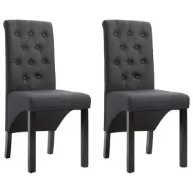 Vidaxl 719883576800 Dining Chair Set Of 2 Dark Gray Fabric And Rubberwood Standard