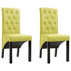Vidaxl 719883576848 Dining Chair Set Of 2 Green Fabric Rubber Wood Standard