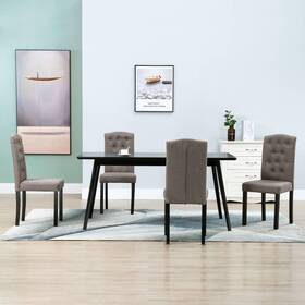Vidaxl 719883577067 Dining Chair Set Of 4 Taupe Fabric Rubber Wood Frame Standard