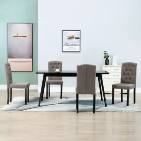 Vidaxl 719883577067 Dining Chair Set Of 4 Taupe Fabric Rubber Wood Frame Standard