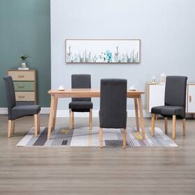 Vidaxl 719883577166 Dining Chair Set Of 4 Gray Fabric And Wood