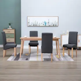 Vidaxl 719883577166 Dining Chair Set Of 4 Gray Fabric And Wood