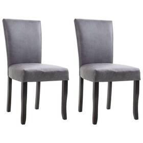 Vidaxl 719883577388 Dining Chair Set Of 2 Gray Faux Suede Leather Wood Standard