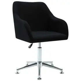 Vidaxl 719883596938 Dining Chair Black Fabric Plywood Steel Adjustable Swivel
