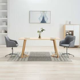 Vidaxl 719883596976 Dining Chair Set Of 2 Light Grey Polyester Fabric Plywood Steel