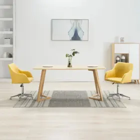 Vidaxl 719883597041 Dining Chair Set Of 2 Yellow Fabric Swivel