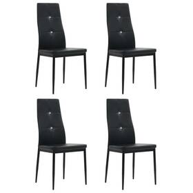 Vidaxl 719883603117 Dining Chair Set Of 4 Black Faux Leather Wooden Frame Steel Legs