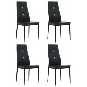 Vidaxl 719883603117 Dining Chair Set Of 4 Black Faux Leather Wooden Frame Steel Legs