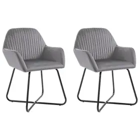 Vidaxl 719883607542 Dining Chairs 2 Pcs Gray Velvet