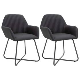 Vidaxl 719883607634 Dining Chair Set Of 2 Black Fabric And Powder-coated Steel