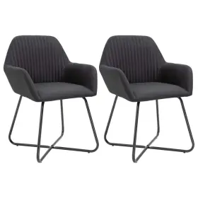 Vidaxl 719883607634 Dining Chair Set Of 2 Black Fabric And Powder-coated Steel