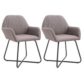 Vidaxl 719883607665 Dining Chair Set Of 2 Taupe Fabric And Powder-coated Steel