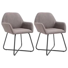 Vidaxl 719883607665 Dining Chair Set Of 2 Taupe Fabric And Powder-coated Steel