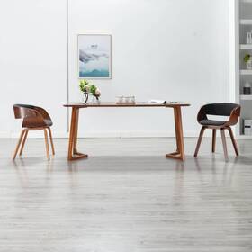 Vidaxl 719883666181 Dining Chair Grey And Dark Brown Polyester Bentwood Standard