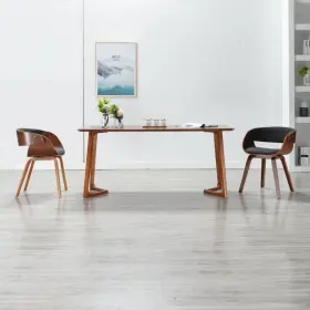 Vidaxl 719883666181 Dining Chair Grey And Dark Brown Polyester Bentwood Standard