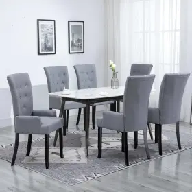 Vidaxl 719883683539 Dining Chair Set Of 6 Light Gray Polyester Standard Ergonomic