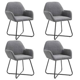 Vidaxl 719883695563 Dining Chair Set Of 4 Dark Grey Fabric And Powder-coated Steel