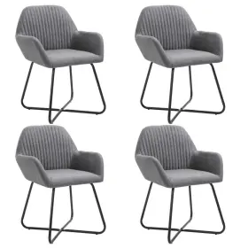 Vidaxl 719883695563 Dining Chair Set Of 4 Dark Grey Fabric And Powder-coated Steel