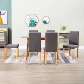 Vidaxl 719883711249 Dining Chair Set Of 6 Taupe Fabric And Rubber Wood Standard